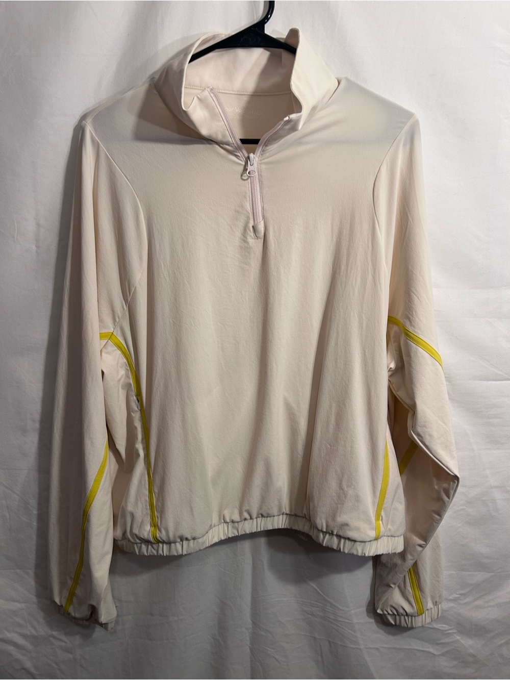 Outdoor Voices Cream Quarter-Zip Pullover with Yellow Accents